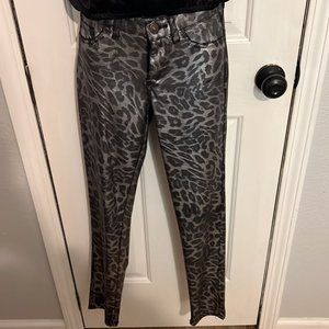 Leopard print pants and black top